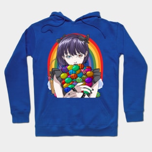 Goth Anime Girl Easter Eggs Rainbow Hoodie